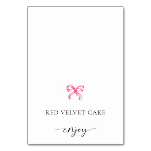 Pink Bow Coquette Tented Food Label Wedet Buffet Tischnummer