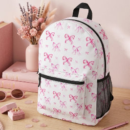 Pink Bow Coquette Wasserfarbe Niedlich Bedruckter Rucksack