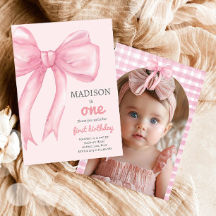 Pink Bow Coquette wird ein Mädchen erster Geburtst Einladung