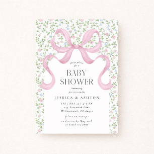 Pink Bow Cotattecore Blumenbaby Dusche Einladung