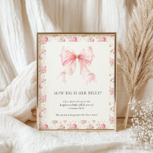 Pink Bow Cottage Florales Baby Shower Spiel Poster