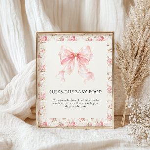 Pink Bow Cottage Florales Babynahrungs-Baby- Showe Poster