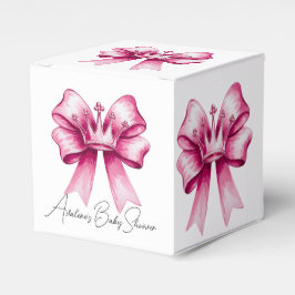 Pink Bow & Crown Baby Dusche Feier Geschenkschachtel