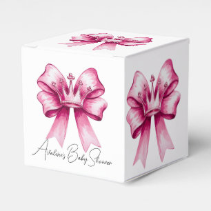 Pink Bow & Crown Baby Dusche Feier Geschenkschachtel
