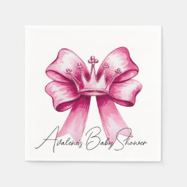 Pink Bow & Crown Baby Dusche Feier Serviette