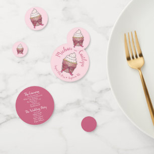 Pink Bow Cupcake Liebe Cake Wedding Programm Konfetti