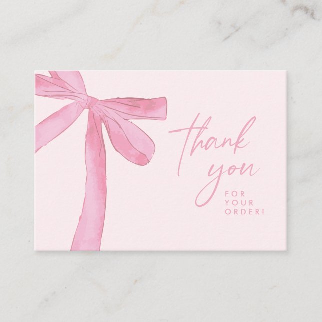 Pink bow Custom business Handlettering Visitenkarte (Vorderseite)