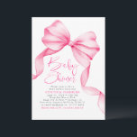Pink Bow Cute Sweet Baby Girl Baby Shower Einladung<br><div class="desc">Pink Bow Baby Shower Invitation. Soft as a lullaby and sweet as a giggle, this pink baby shower invitation is full of charm and celebration. A graceful watercolor ribbon swirls across the card, ending in the most playful bow. Designed with love (and a wink of coquette flair), it blends modern...</div>