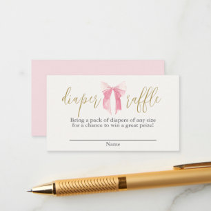 Pink Bow Diaper Raffellenkarte Begleitkarte