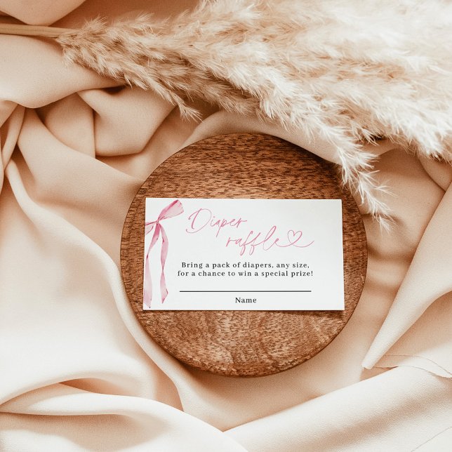 Pink Bow Diaper Raffle Card, Girl Baby Dusche Begleitkarte (Von Creator hochgeladen)
