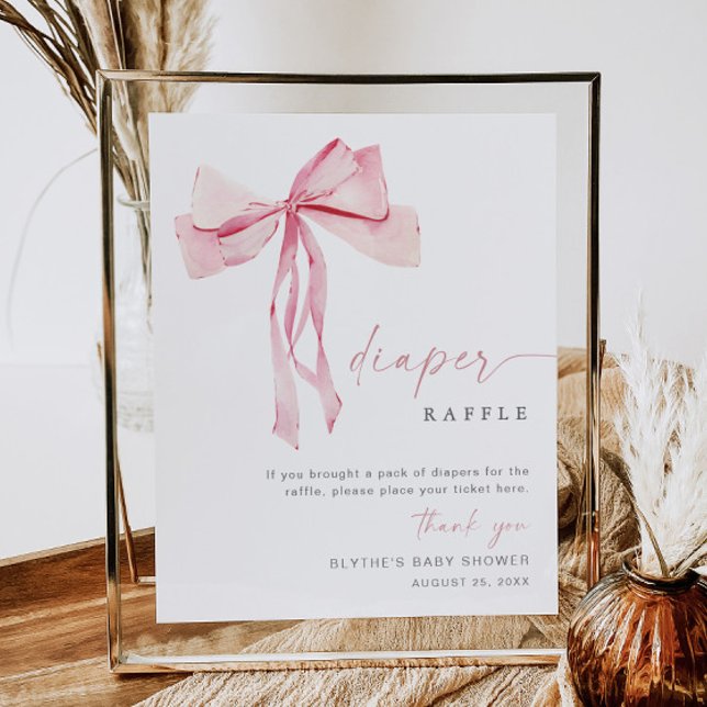 Pink Bow Diaper Raffles Sign Coquette Girl Blush Poster (Von Creator hochgeladen)
