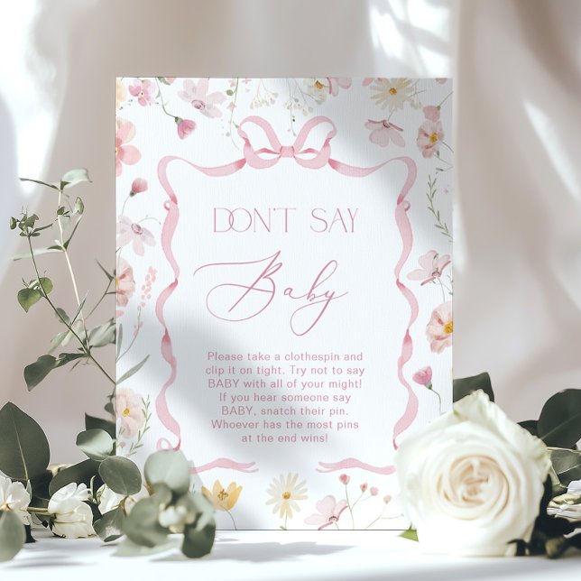 Pink Bow Dont Say Baby Wildflower Baby shower Poster (Von Creator hochgeladen)