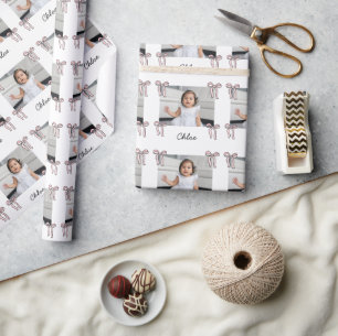 Pink Bow Doodle Baby Girl Geschenkpapier