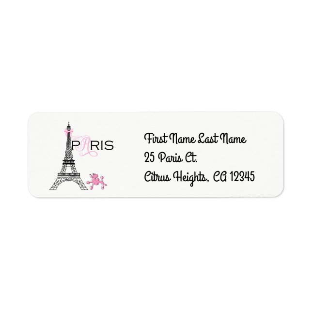 Pink Bow Eiffel Tower Paris Frankreich Poodle Chic (Vorne)