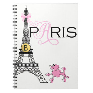 Pink Bow Eiffel Tower Paris Frankreich Poodle Chic Notizblock