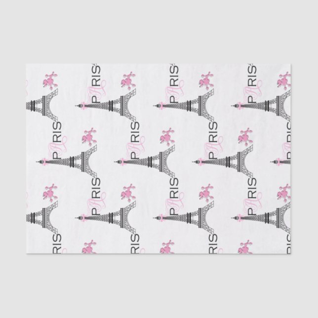 Pink Bow Eiffel Tower Paris Frankreich Poodle Chic Seidenpapier (Vorderseite)