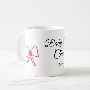 PINK BOW EINFACHE BABY DUSCHE HINZUFÜGEN NAME DATU KAFFEETASSE