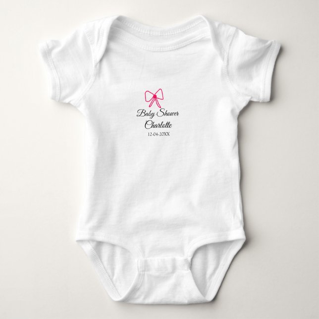 PINK BOW EINFACHE BABY DUSCHE HINZUFÜGEN NAME DATU STRAMPLER (Vorderseite)