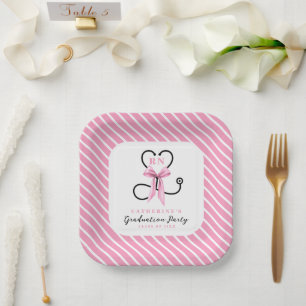 Pink Bow Eingetragener Nurse-Abschluss Pappteller
