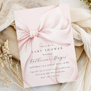 Pink Bow Elegant Baby Dusche Einladung