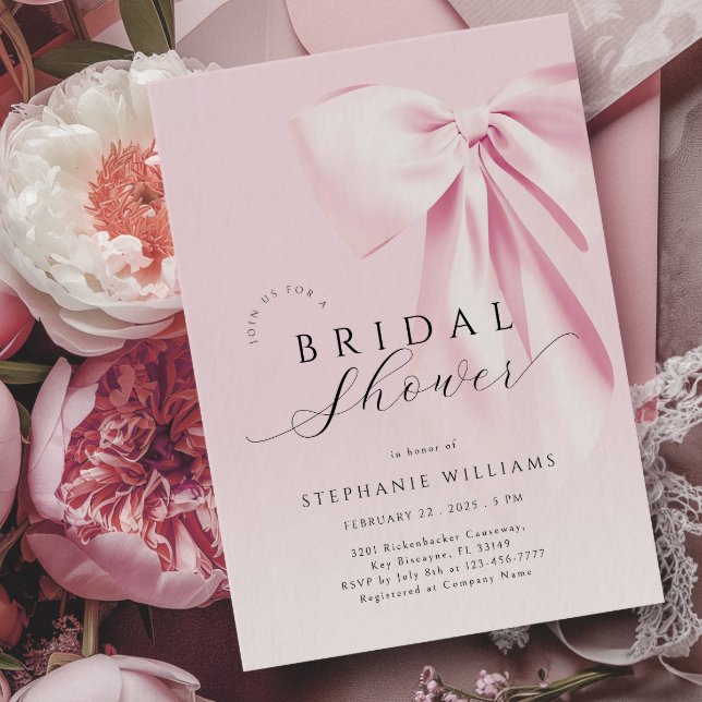Pink Bow Elegant Bridal Dusche Einladung (Von Creator hochgeladen)