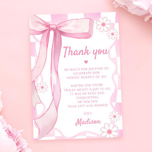 Pink Bow Elegant Geburtstag Dankeskarte