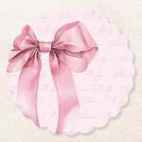 Pink Bow Elegant Kalligraphie Baby Shower