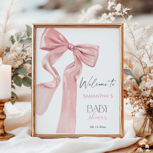 Pink Bow Elegante Coquette Babydusche Willkommen Poster