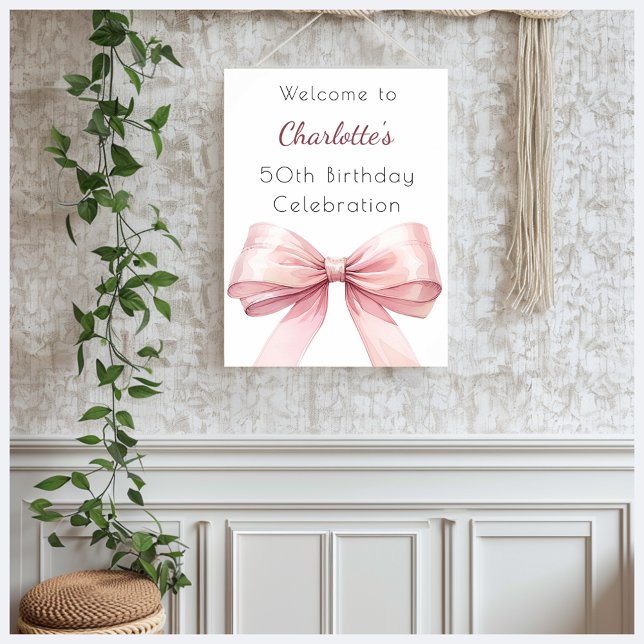 Pink bow Elegantes Geburtstagsgeschenk Poster (Von Creator hochgeladen)