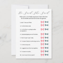 Pink Bow Er sagte, sie sagte, Spiel - Brautparty Einladung