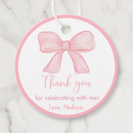 Pink Bow Erster Geburtstag Geschenkanhänger