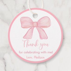 Pink Bow Erster Geburtstag Geschenkanhänger