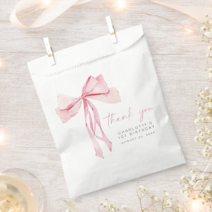 Pink Bow Erster Geburtstag Gunst Bags Coquette Gir Geschenktütchen
