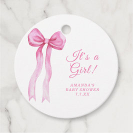 Pink Bow Es ist eine Mädchen-Dusche Geschenkanhänger