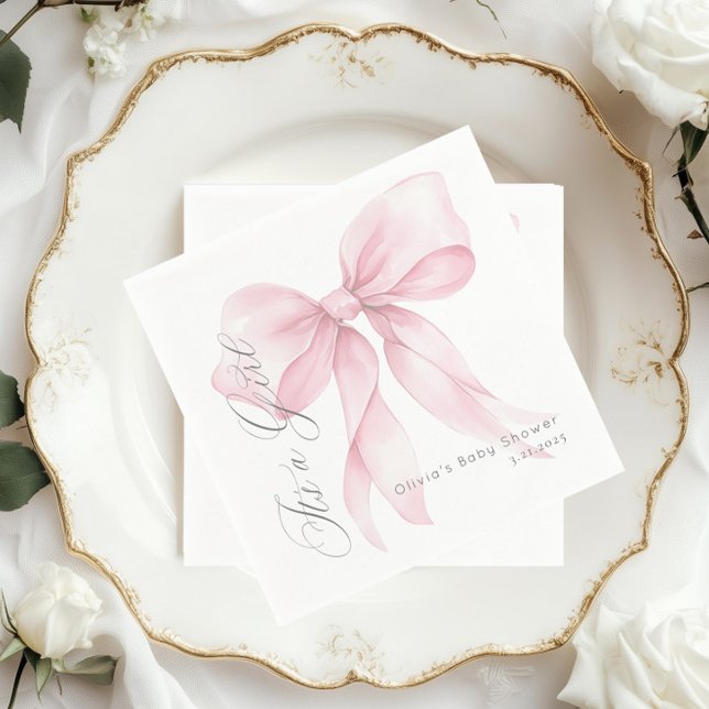 Pink Bow Es ist eine Mädchen-Dusche Serviette (Von Creator hochgeladen)