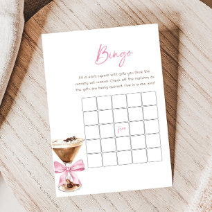 Pink Bow Espresso Martini Baby Shower Bingo Spiel