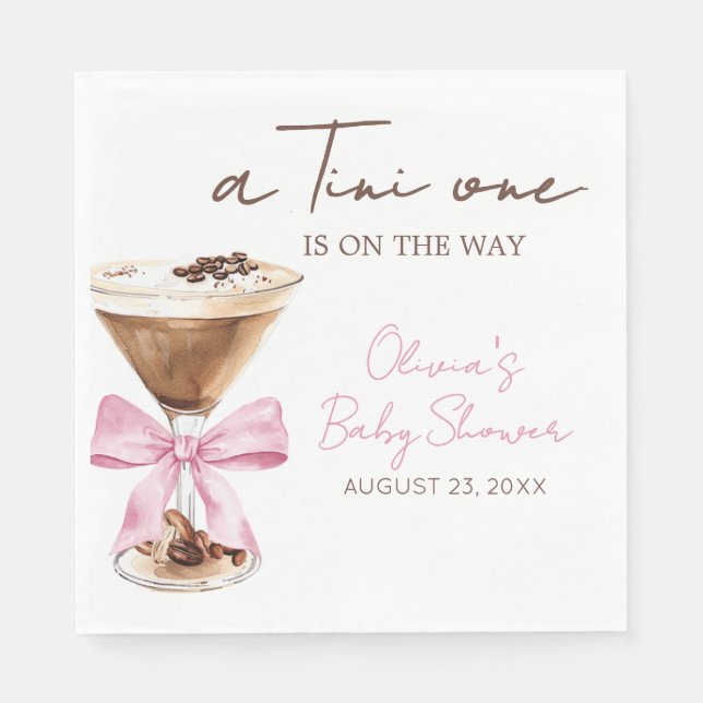 Pink Bow Espresso Martini Baby Shower Serviette (Vorderseite)