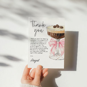 Pink Bow Espresso Martini Brautparty Vielen Dank Dankeskarte