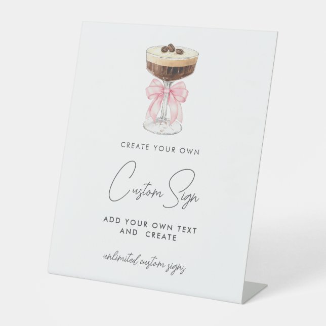 Pink Bow Espresso Martini Custom Sockelschild (Vorderseite)