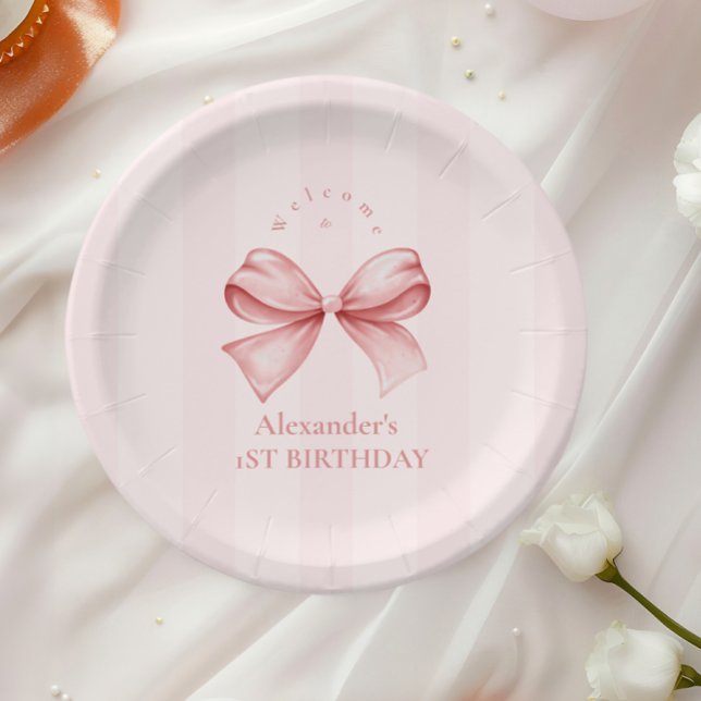 Pink Bow Extravagant ONE Girl 1. Geburtstag Pappteller (Von Creator hochgeladen)