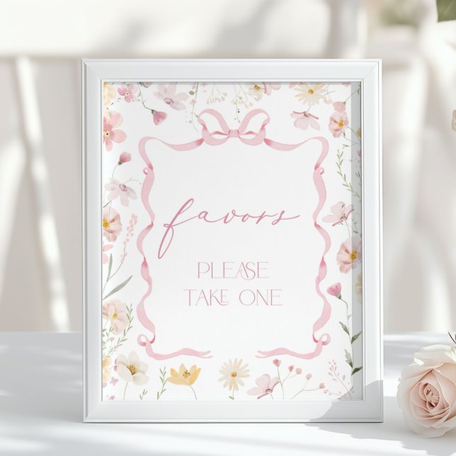 Pink Bow Favors Wildflower Baby shower Poster (Von Creator hochgeladen)