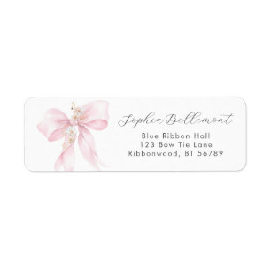Pink Bow Floral Baby Dusche Rücksendeadresse