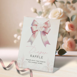 Pink Bow Floral Baby Dusche Windeln Raffle Schild