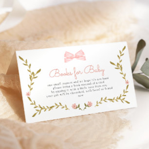 Pink Bow Floral Baby Shooting Books for Baby Begleitkarte