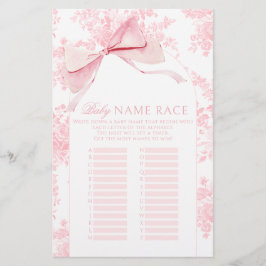 Pink Bow Floral Boho Kinderdusche Name Race Game