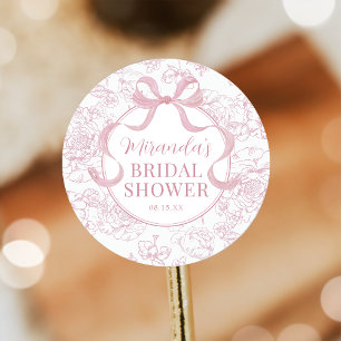 Pink Bow Floral Chinoiserie Brautparty Sticker