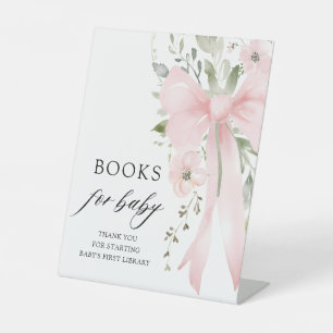 Pink Bow Floral Girl Babydusche Bücher für Baby Sockelschild