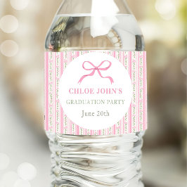 Pink Bow Floral Graduation Wasserflaschenetikett