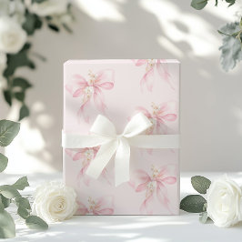 Pink Bow Floral Kirsche Blüte Babydusche Geschenkpapier