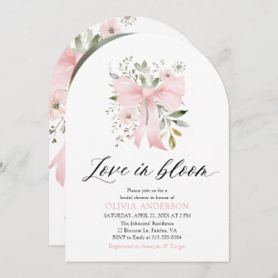 Pink Bow Floral Liebe im Bloom Arch Brautparty Einladung